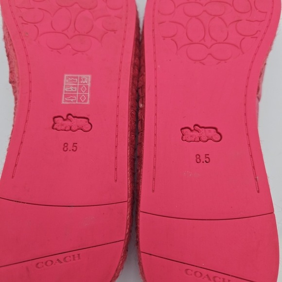 Coach CARLEY Pink W/8.5 Leather Espadrille AUTH Cottagecore Balletcore LOGO *EUC - Picture 15 of 15